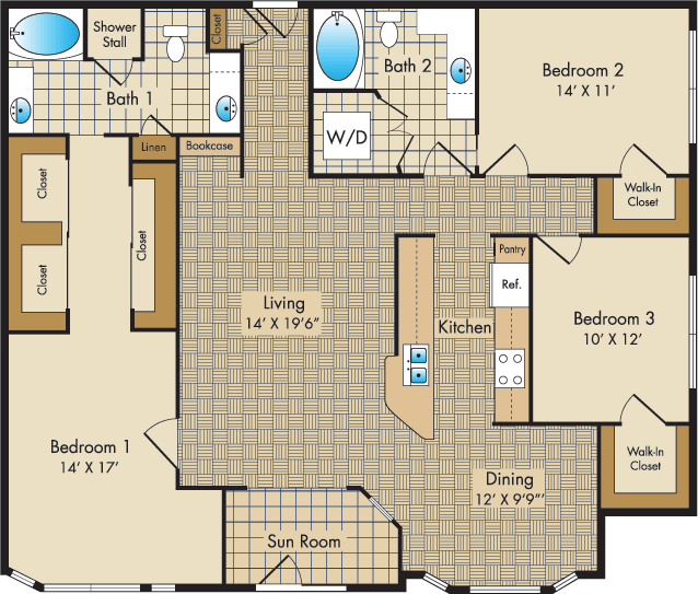 3 Bedrooms 2 Bathrooms Apartment for rent at Liberty Place in Columbus, OH