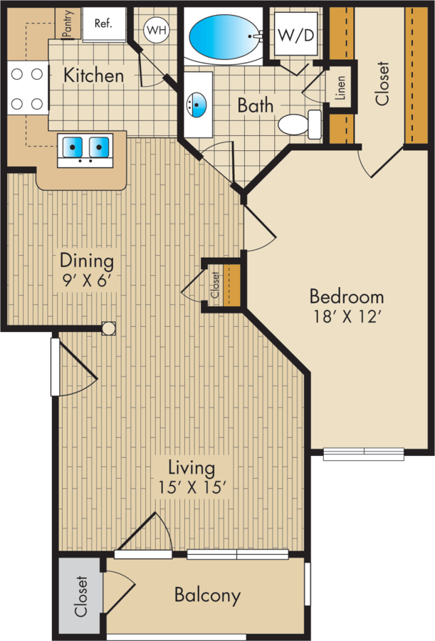 1 Bedroom 1 Bathroom Apartment for rent at Post Oak Park in Houston, TX