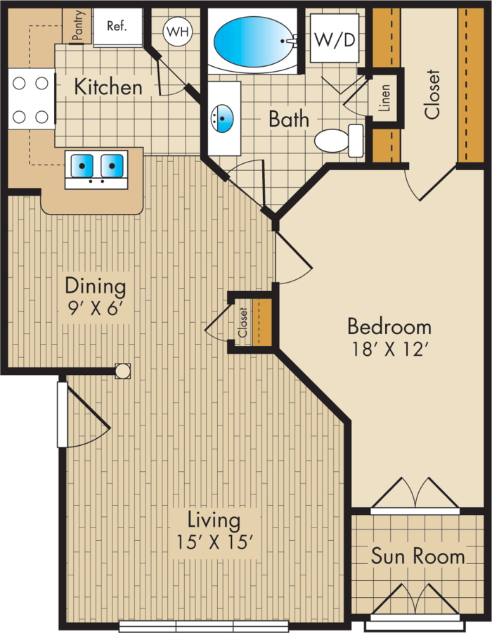 1 Bedroom 1 Bathroom Apartment for rent at Post Oak Park in Houston, TX