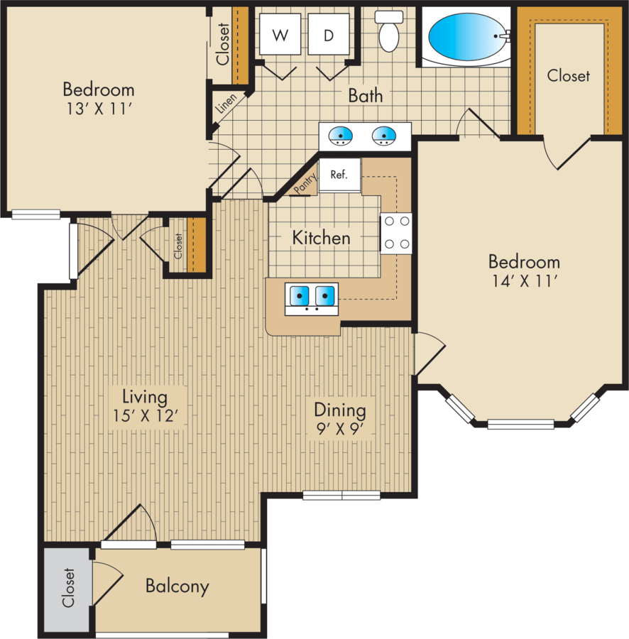 2 Bedrooms 1 Bathroom Apartment for rent at Post Oak Park in Houston, TX