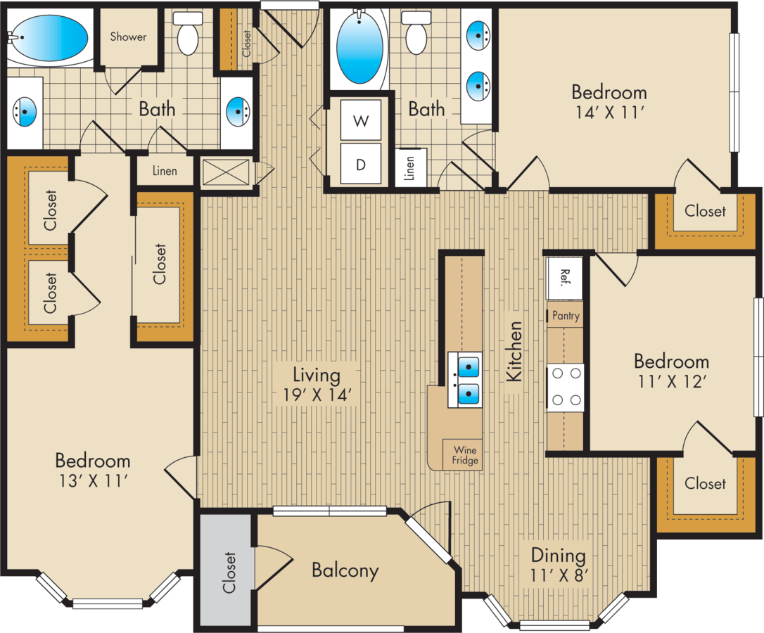 3 Bedrooms 2 Bathrooms Apartment for rent at Post Oak Park in Houston, TX