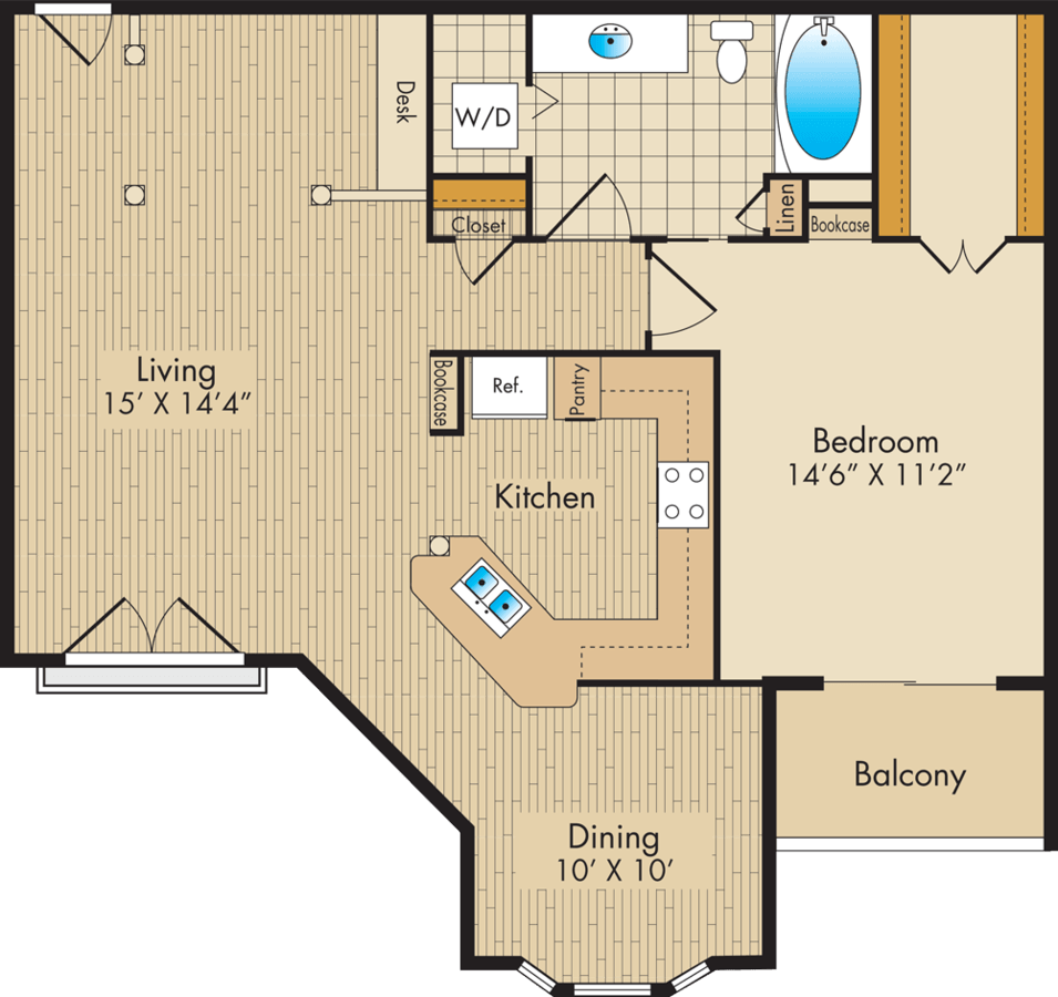 1 Bedroom 1 Bathroom Apartment for rent at Post Oak Park in Houston, TX