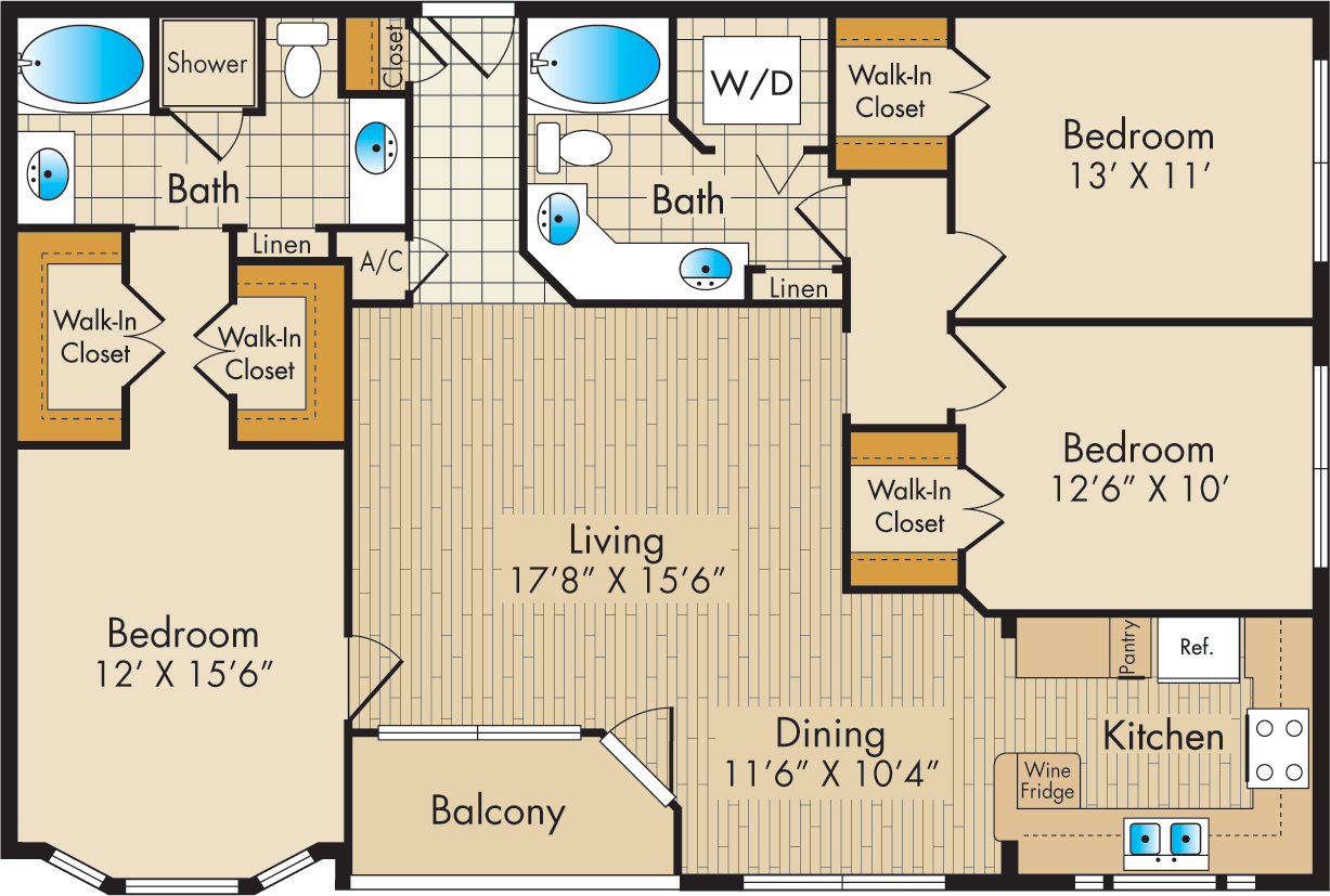 3 Bedrooms 2 Bathrooms Apartment for rent at Post Oak Park in Houston, TX