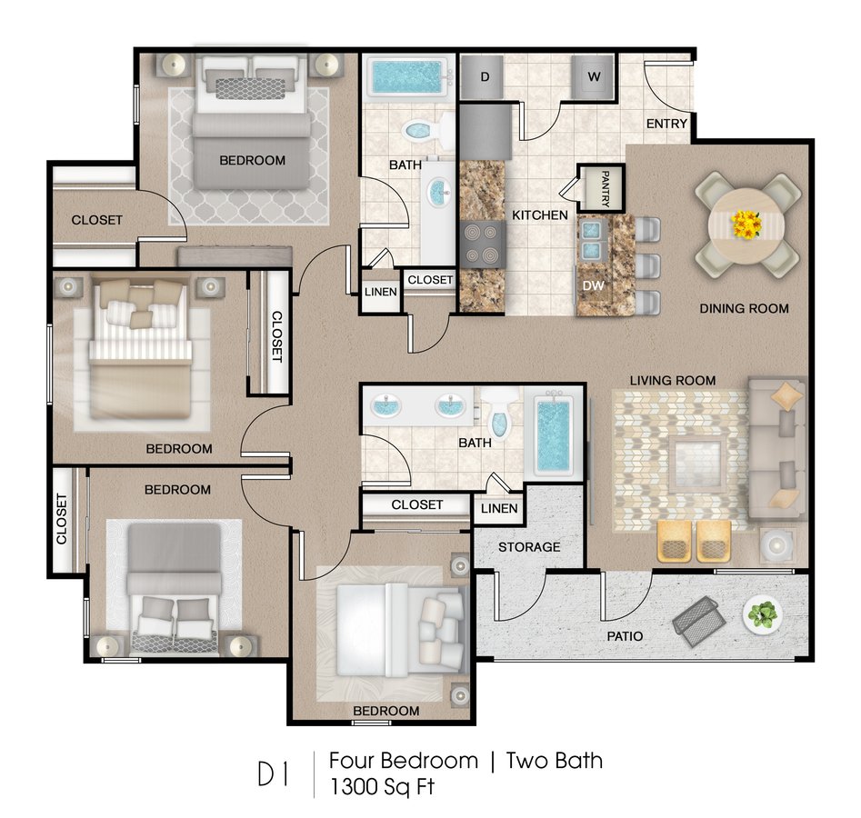 4 Bedrooms 2 Bathrooms Apartment for rent at Palo Alto Apartment Homes in San Antonio, TX