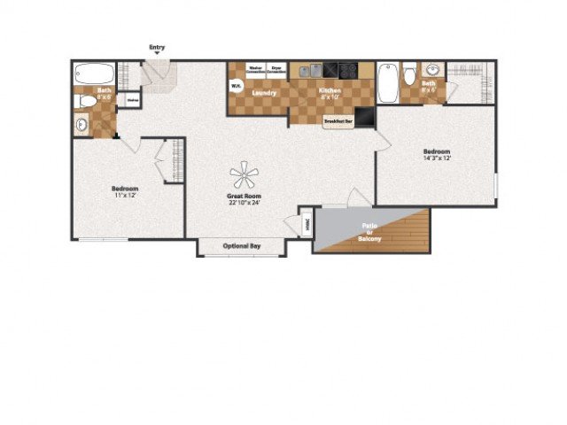 2 Bedrooms 2 Bathrooms Apartment for rent at Centennial Station in Cincinnati, OH
