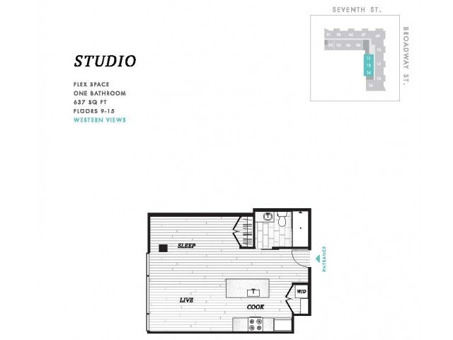 Studio 1 Bathroom Apartment for rent at Seven at Broadway in Cincinnati, OH