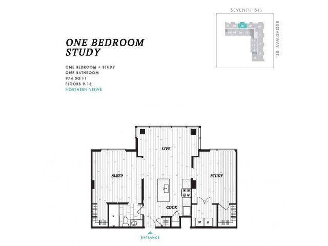 1 Bedroom 1 Bathroom Apartment for rent at Seven at Broadway in Cincinnati, OH