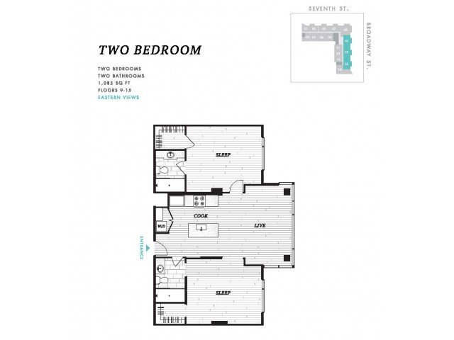 2 Bedrooms 2 Bathrooms Apartment for rent at Seven at Broadway in Cincinnati, OH