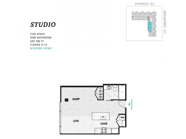 Studio 1 Bathroom Apartment for rent at Seven at Broadway in Cincinnati, OH