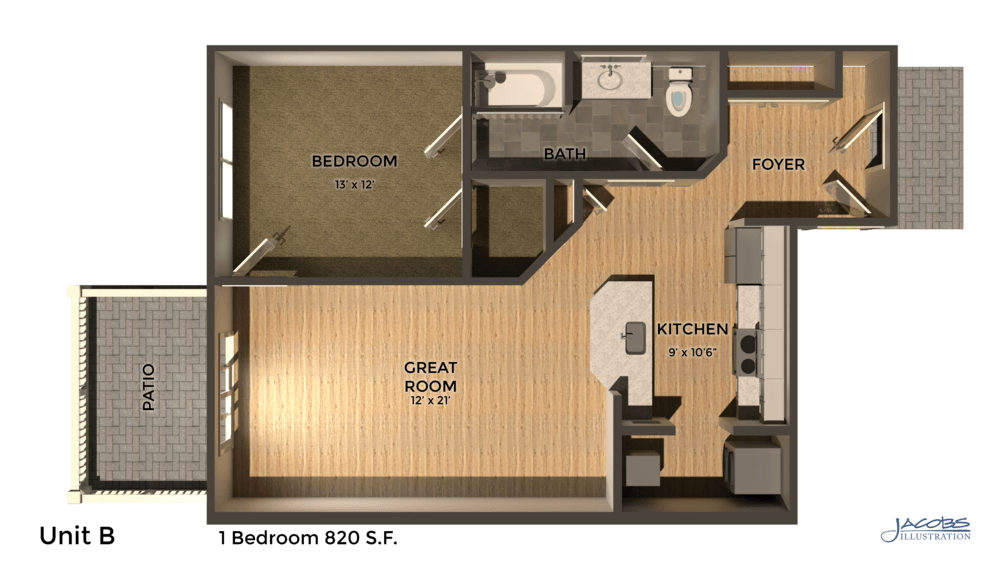 1 Bedroom 1 Bathroom Apartment for rent at East Pointe Apartments in Ithaca, NY