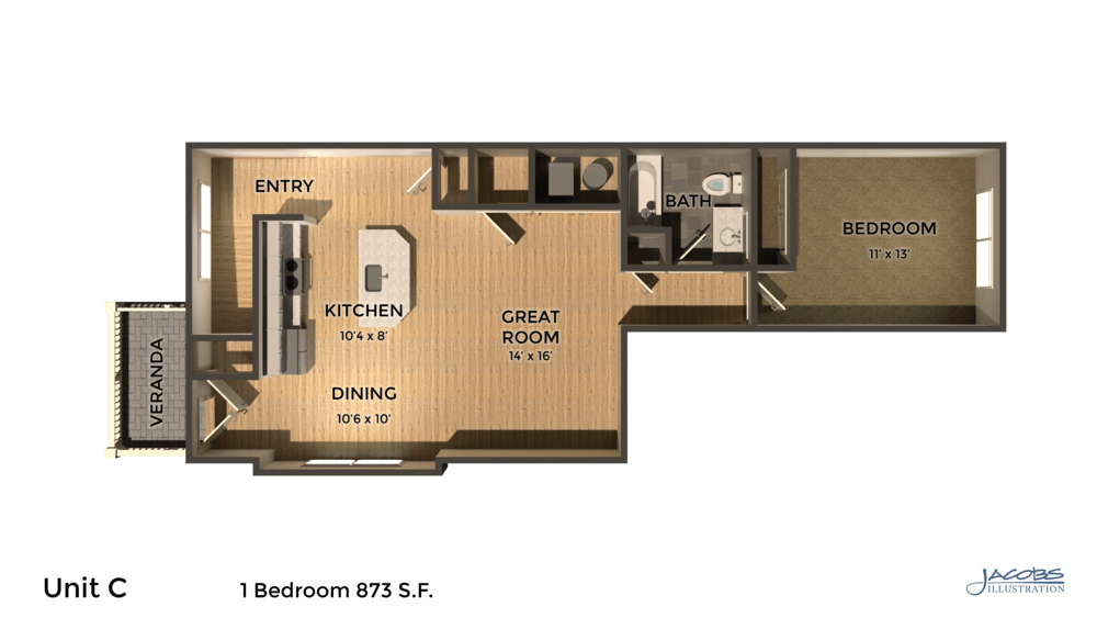 1 Bedroom 1 Bathroom Apartment for rent at East Pointe Apartments in Ithaca, NY