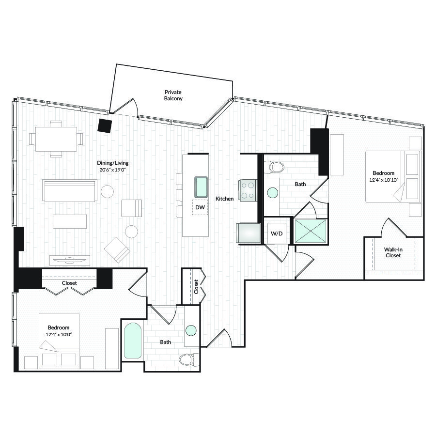 2 Bedrooms 2 Bathrooms Apartment for rent at 1101 Country Club Towers II & III in Denver, CO
