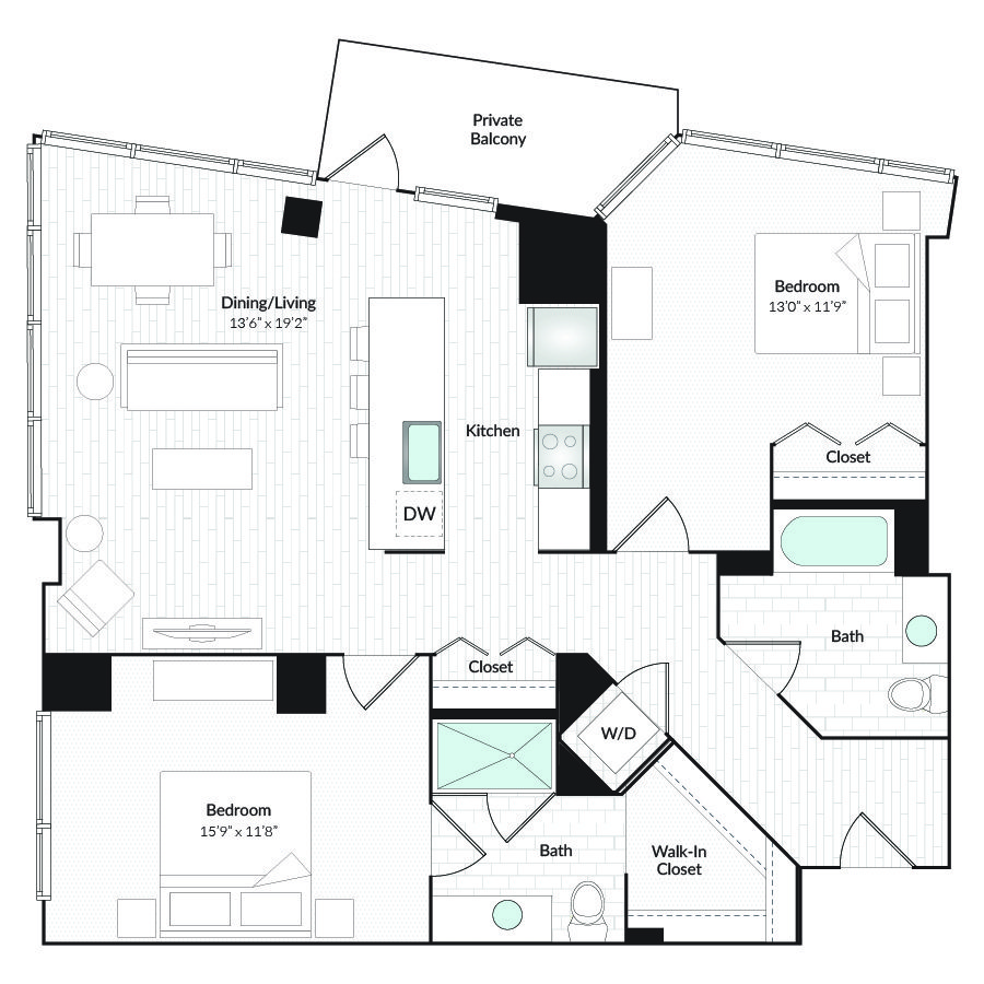 2 Bedrooms 2 Bathrooms Apartment for rent at 1101 Country Club Towers II & III in Denver, CO