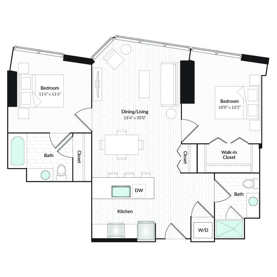 2 Bedrooms 2 Bathrooms Apartment for rent at 1101 Country Club Towers II & III in Denver, CO