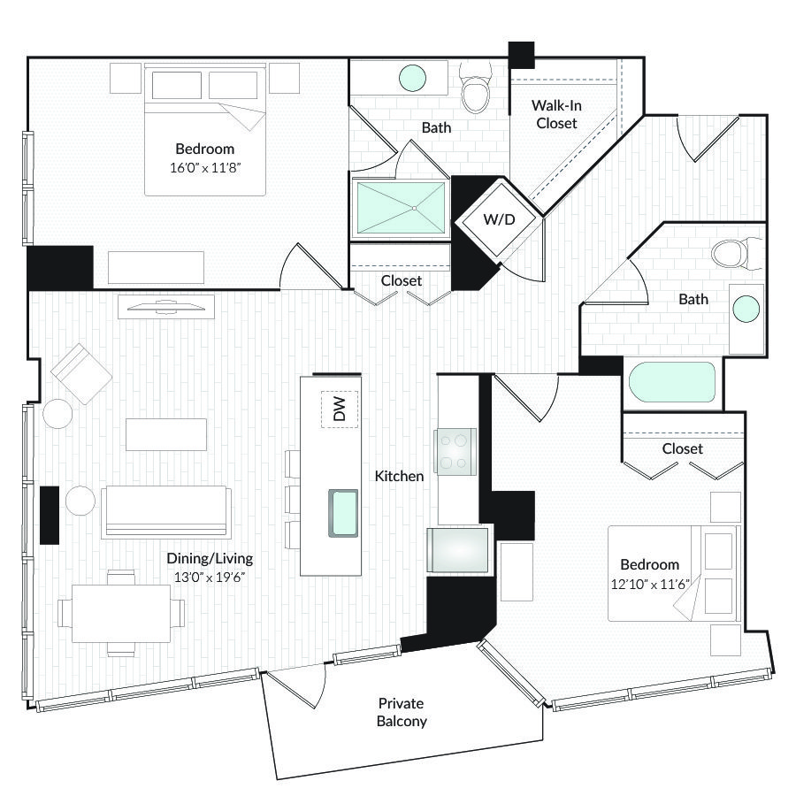 2 Bedrooms 2 Bathrooms Apartment for rent at 1101 Country Club Towers II & III in Denver, CO