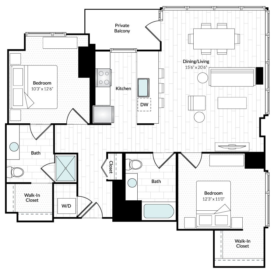 2 Bedrooms 2 Bathrooms Apartment for rent at 1101 Country Club Towers II & III in Denver, CO