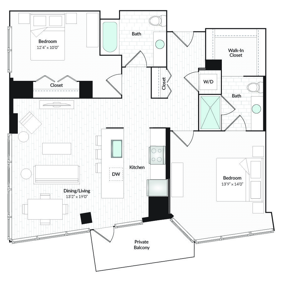 2 Bedrooms 2 Bathrooms Apartment for rent at 1101 Country Club Towers II & III in Denver, CO
