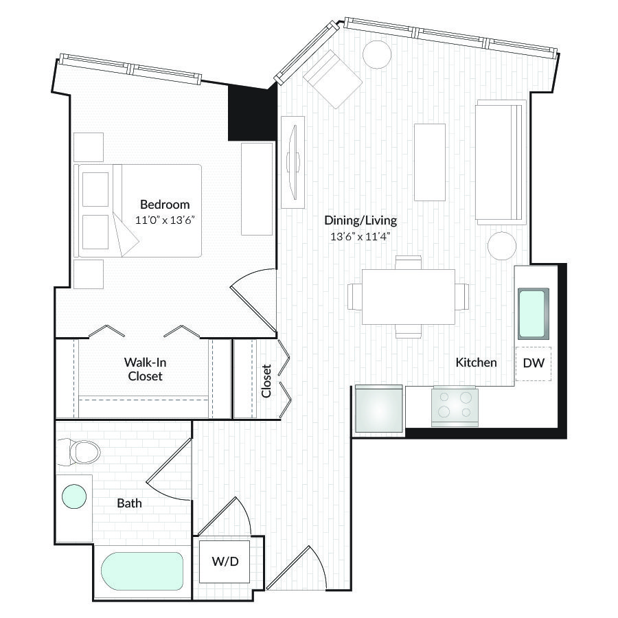 1 Bedroom 1 Bathroom Apartment for rent at 1101 Country Club Towers II & III in Denver, CO