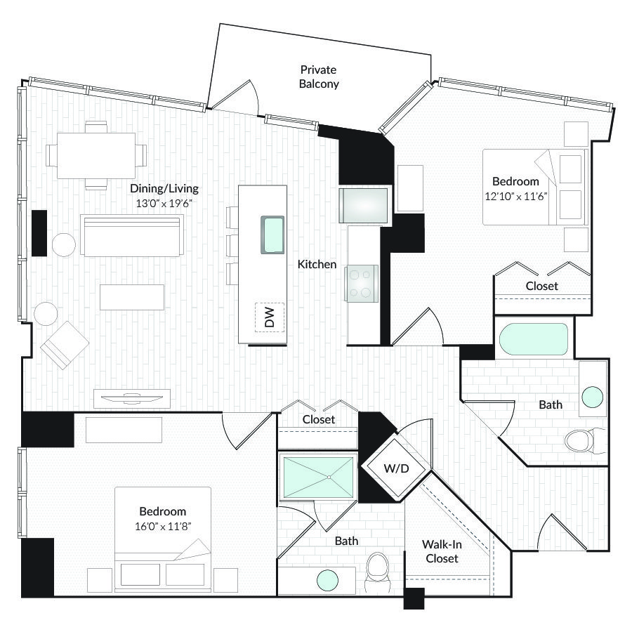 2 Bedrooms 2 Bathrooms Apartment for rent at 1101 Country Club Towers II & III in Denver, CO