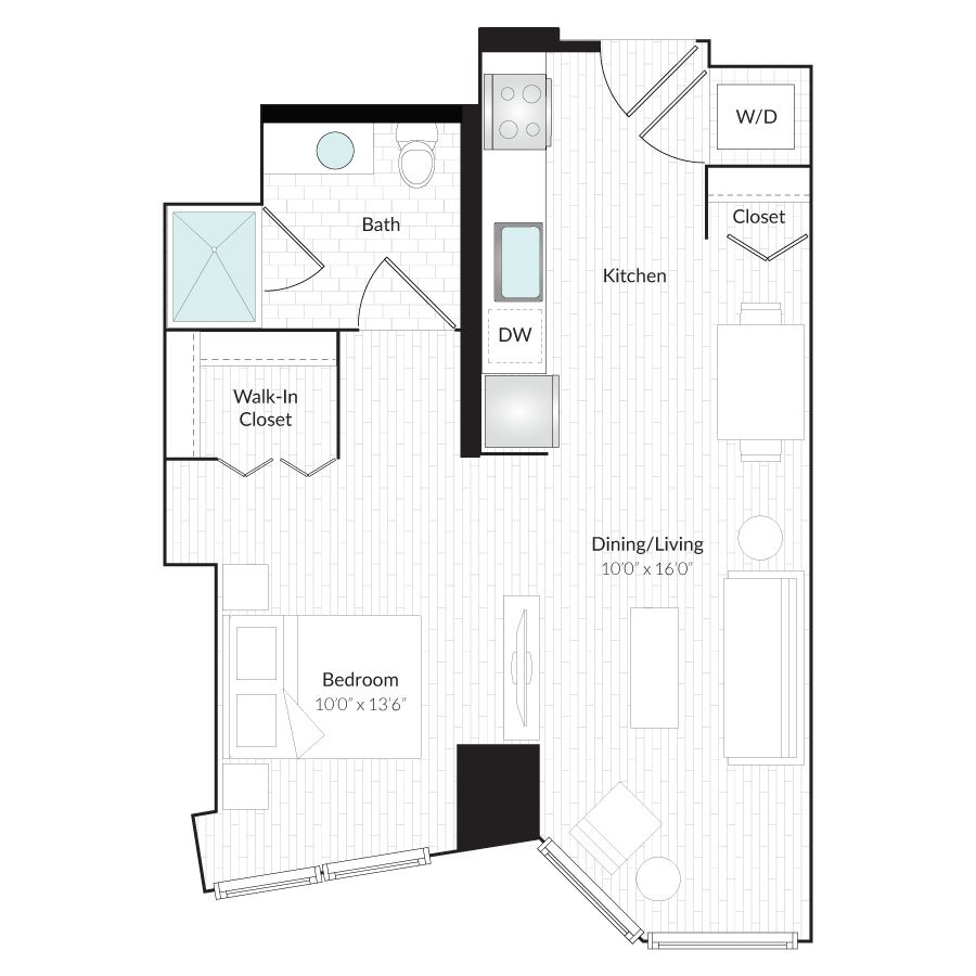 Studio 1 Bathroom Apartment for rent at 1101 Country Club Towers II & III in Denver, CO