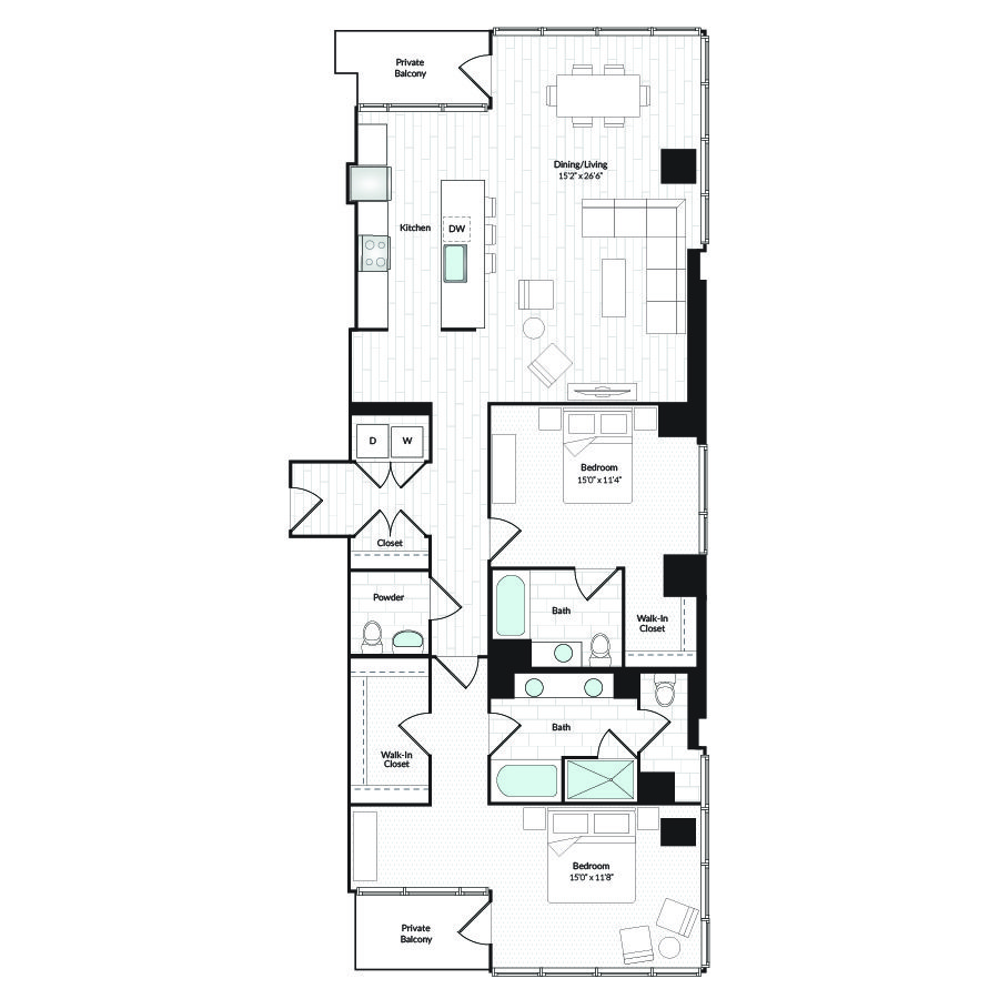 2 Bedrooms 2 Bathrooms Apartment for rent at 1101 Country Club Towers II & III in Denver, CO