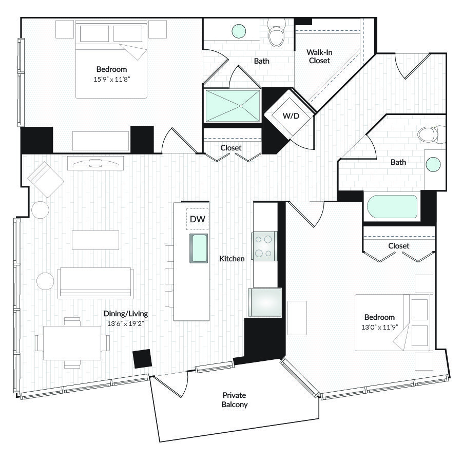 2 Bedrooms 2 Bathrooms Apartment for rent at 1101 Country Club Towers II & III in Denver, CO