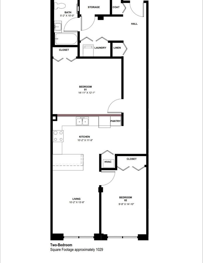 2 Bedrooms 1 Bathroom Apartment for rent at Fifteenth Street Apartments in Dubuque, IA