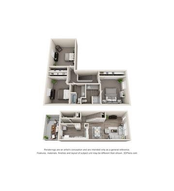 3 Bedrooms 2 Bathrooms Apartment for rent at The Connect in Indianapolis, IN