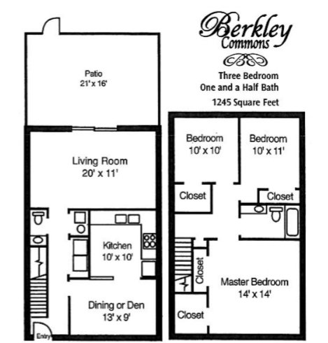 3 Bedrooms 1 Bathroom Apartment for rent at Berkley Commons Apartments in Indianapois, IN