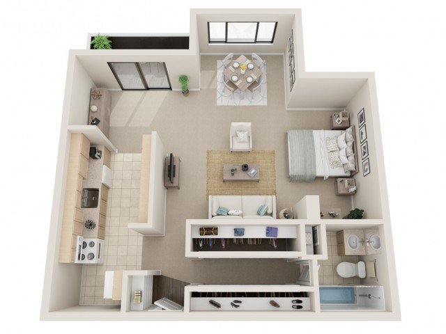 Studio 1 Bathroom Apartment for rent at Fontainebleau in St Louis, MO