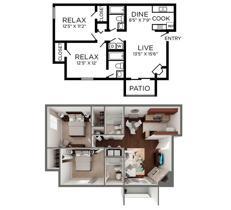 2 Bedrooms 2 Bathrooms Apartment for rent at Crosswinds Apartments in Wilmington, NC