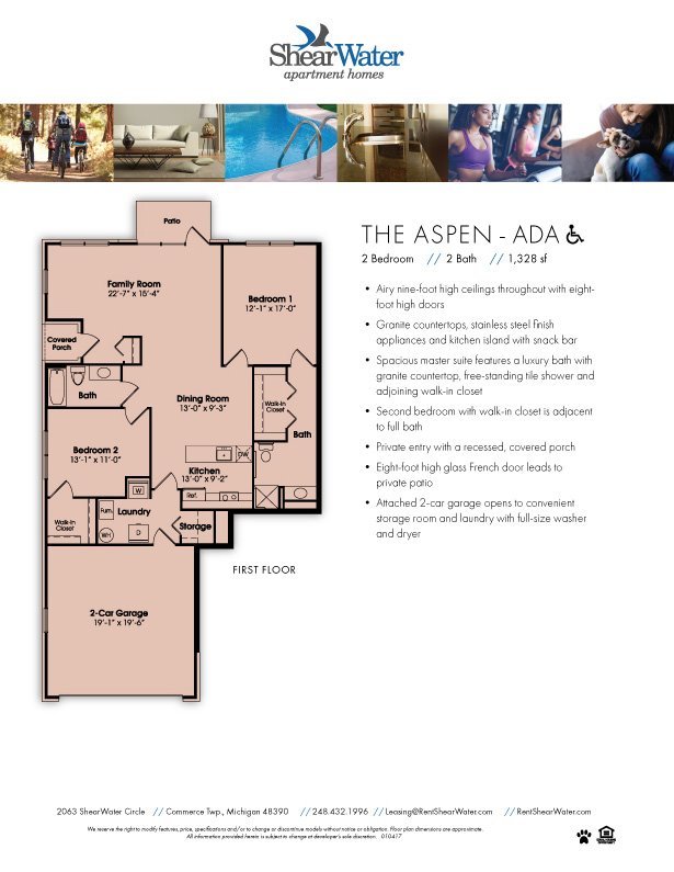 2 Bedrooms 2 Bathrooms Apartment for rent at Shearwater Apartment Homes in Commerce, MI
