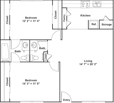2 Bedrooms 1 Bathroom Apartment for rent at Luna Blanca {Casa Feliz} in Dallas, TX