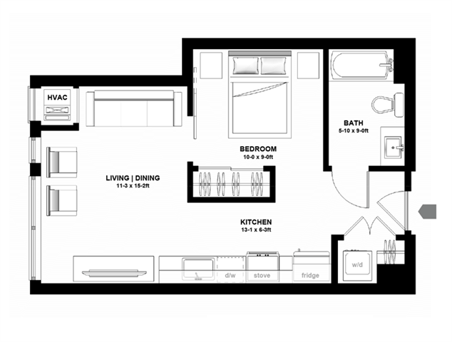 Studio 1 Bathroom Apartment for rent at Variant in Minneapolis, MN