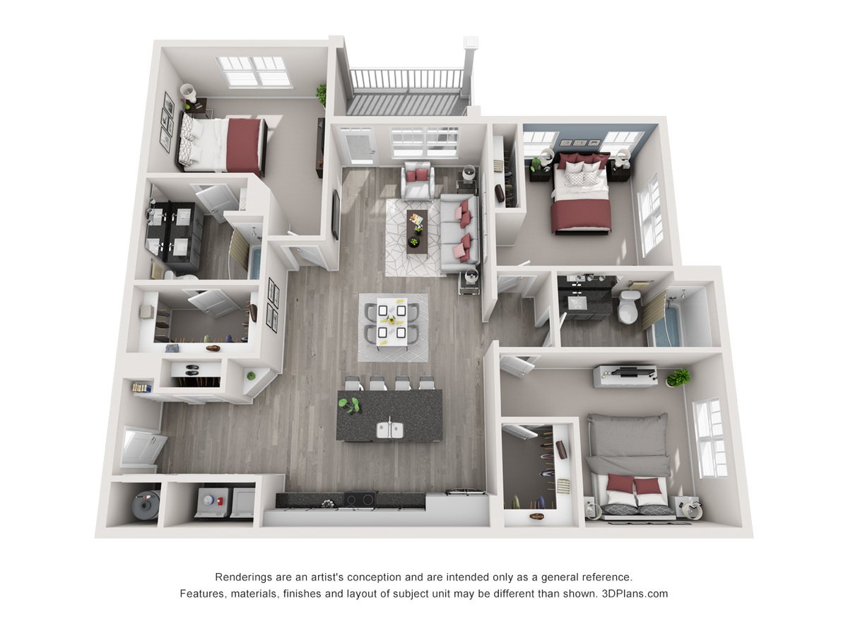 3 Bedrooms 2 Bathrooms Apartment for rent at Proximity Northlake in Charlotte, NC
