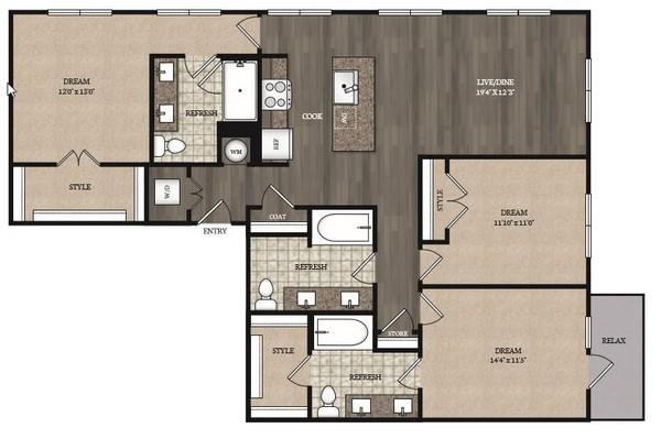 3 Bedrooms 3 Bathrooms Apartment for rent at The Marling Apartments in Madison, WI