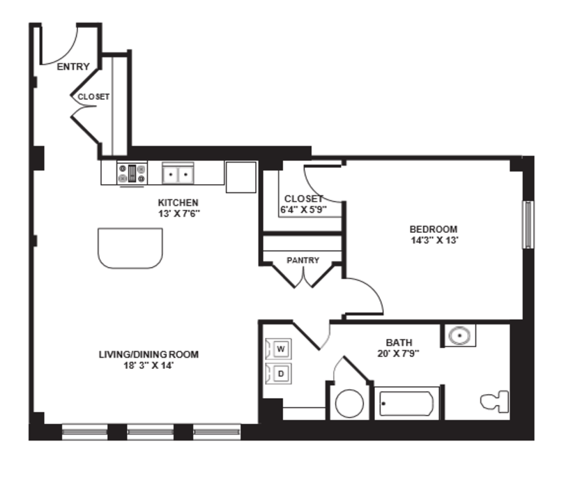 1 Bedroom 1 Bathroom Apartment for rent at The Brix At 26, A Hudson Property in Pittsburgh, PA