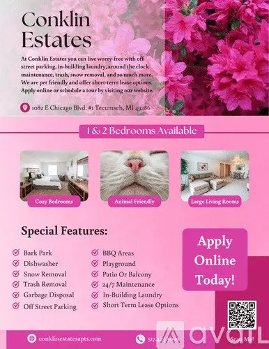 1090 E Chicago Blvd Unit 10 Apartment for rent in Tecumseh, MI