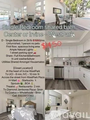 22 Toscany, Unit Room D1 Apartment for rent in Irvine, CA 22 Toscany, Unit Room D1 Apartment for rent in Irvine, CA
