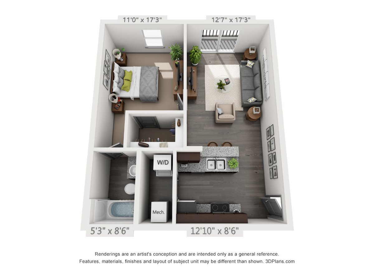 1 Bedroom 1 Bathroom Apartment for rent at Nickel Plate Flats in Frankfort, IN