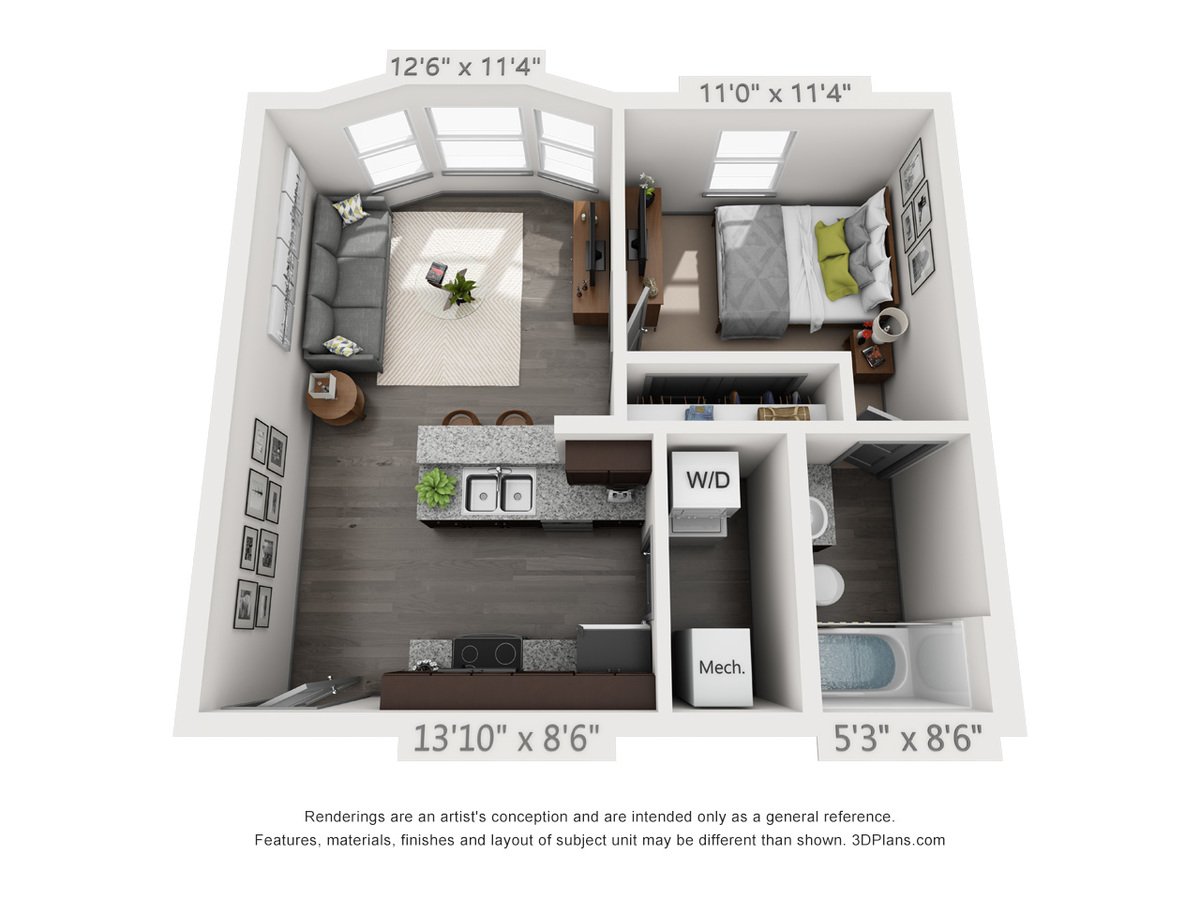 1 Bedroom 1 Bathroom Apartment for rent at Nickel Plate Flats in Frankfort, IN
