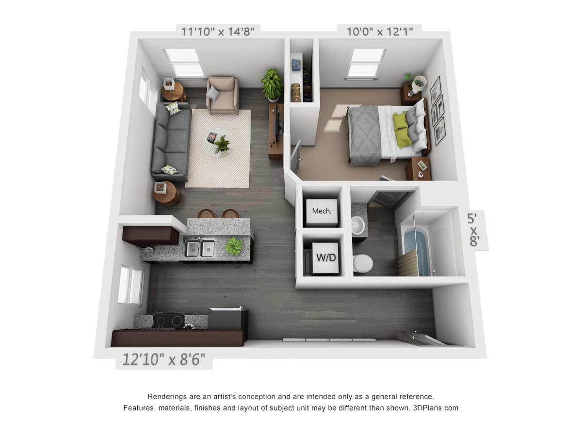 1 Bedroom 1 Bathroom Apartment for rent at Nickel Plate Flats in Frankfort, IN