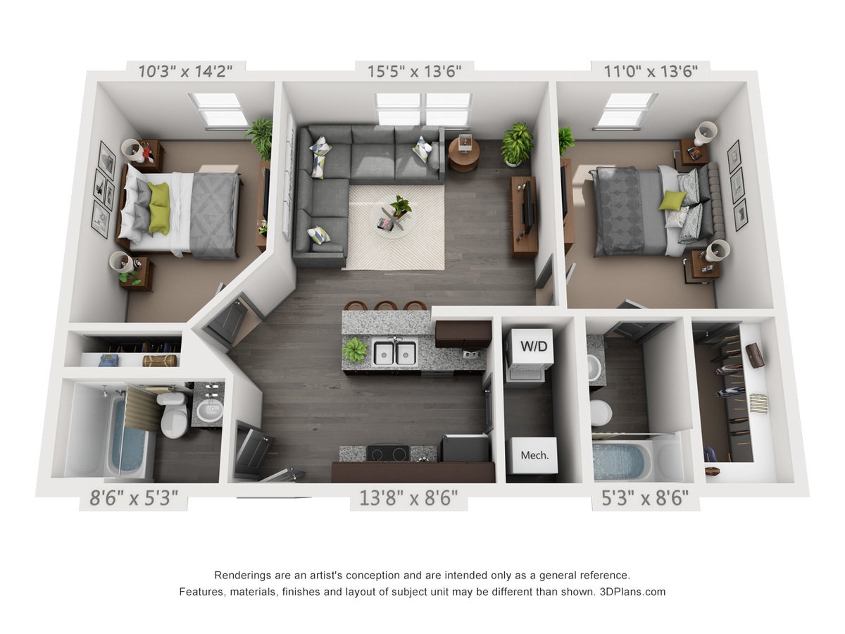 2 Bedrooms 2 Bathrooms Apartment for rent at Nickel Plate Flats in Frankfort, IN