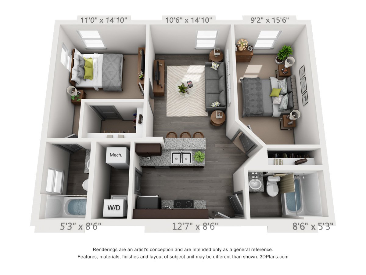 2 Bedrooms 2 Bathrooms Apartment for rent at Nickel Plate Flats in Frankfort, IN