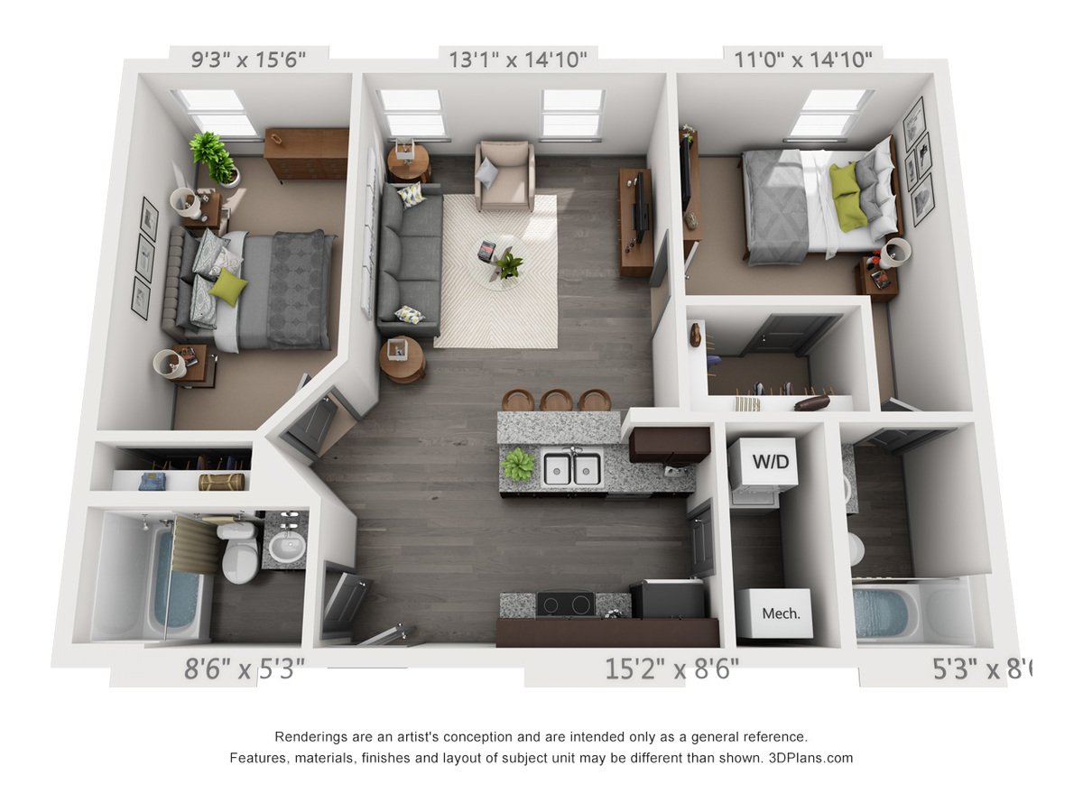 2 Bedrooms 2 Bathrooms Apartment for rent at Nickel Plate Flats in Frankfort, IN