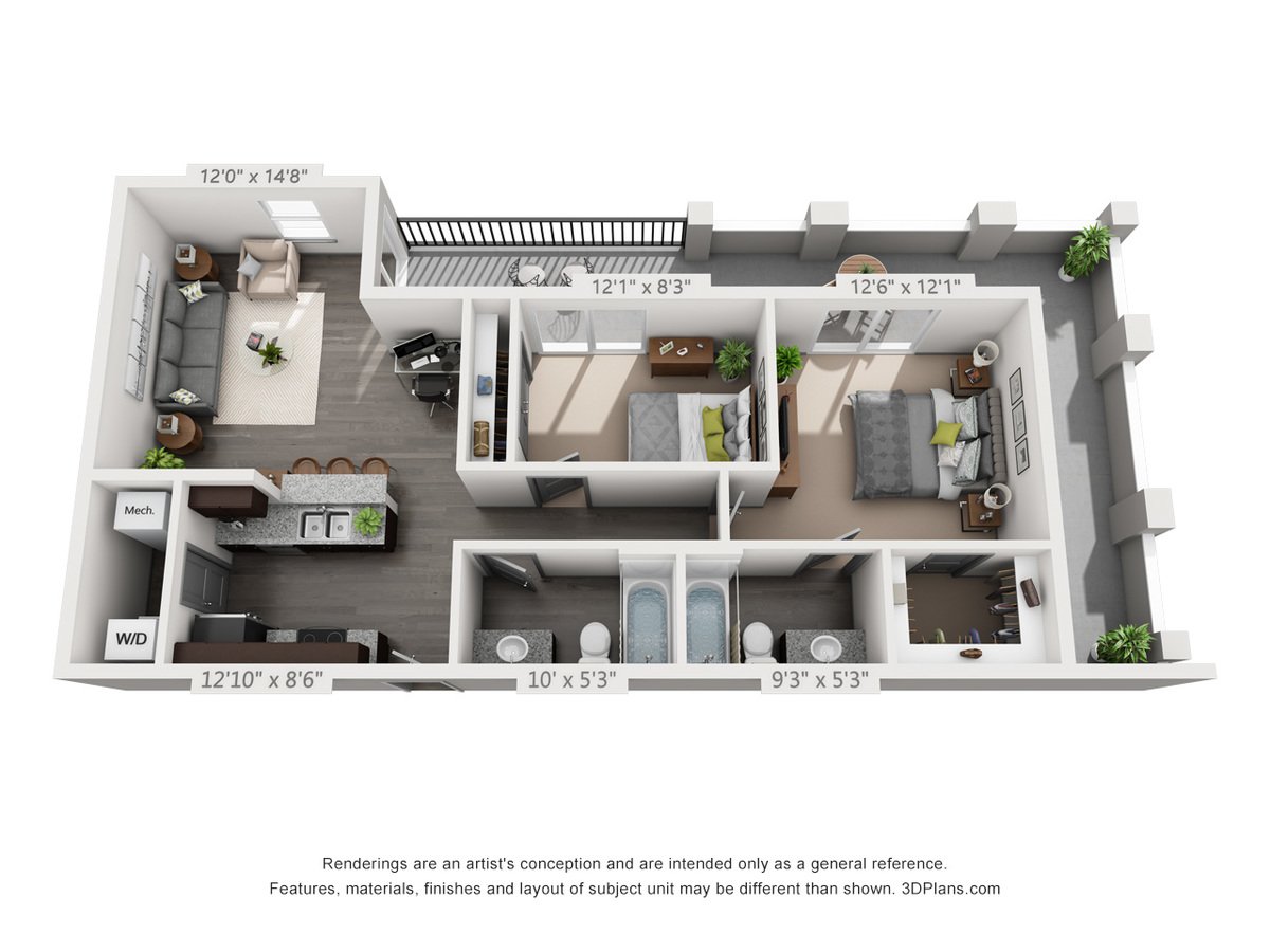 2 Bedrooms 2 Bathrooms Apartment for rent at Nickel Plate Flats in Frankfort, IN