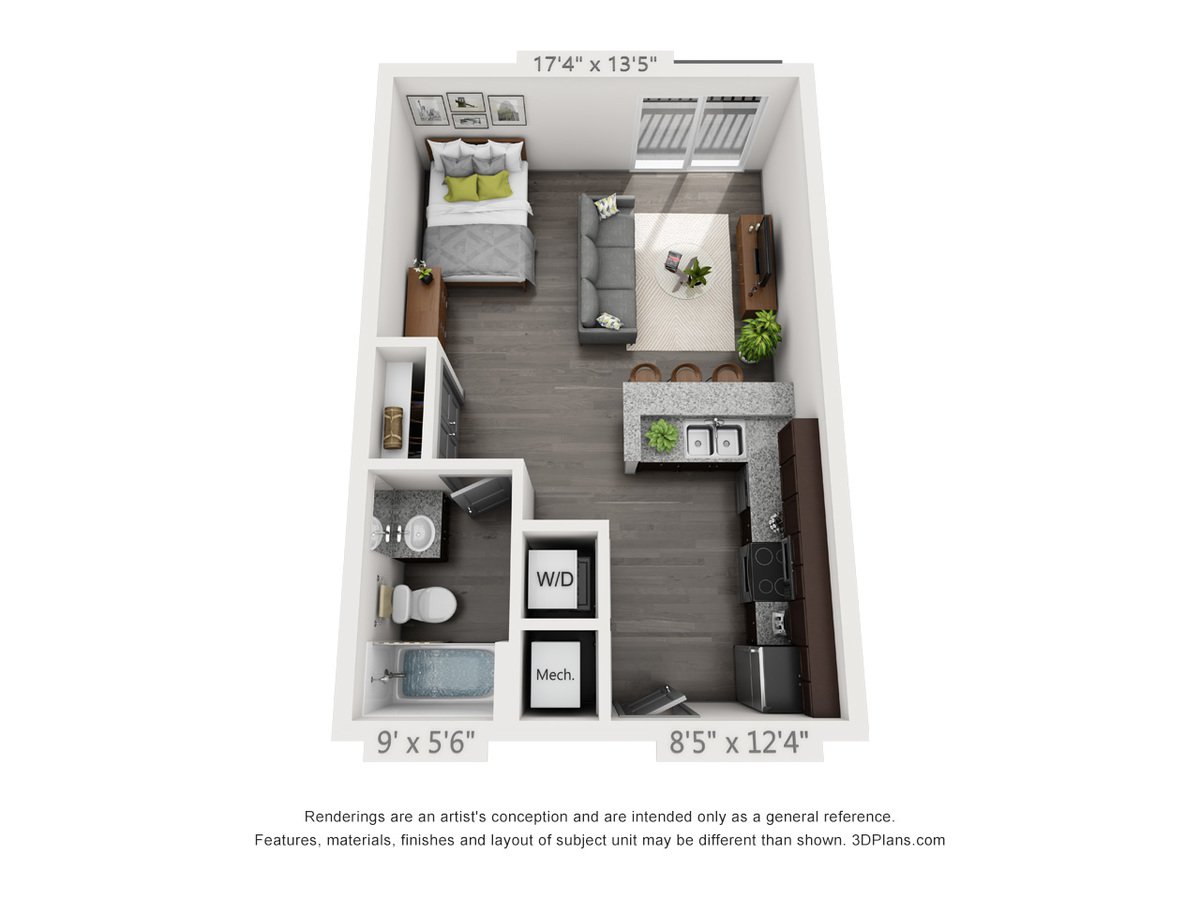 Studio 1 Bathroom Apartment for rent at Nickel Plate Flats in Frankfort, IN